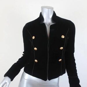 Intermix Military Velvet Jacket Black Silk Blend Size XS/Petite